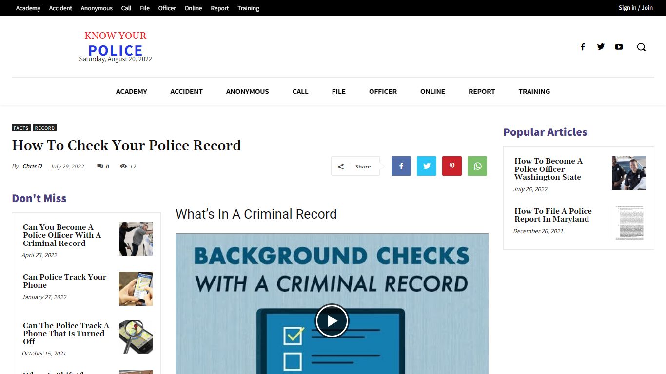 How To Check Your Police Record - KnowYourPolice.net